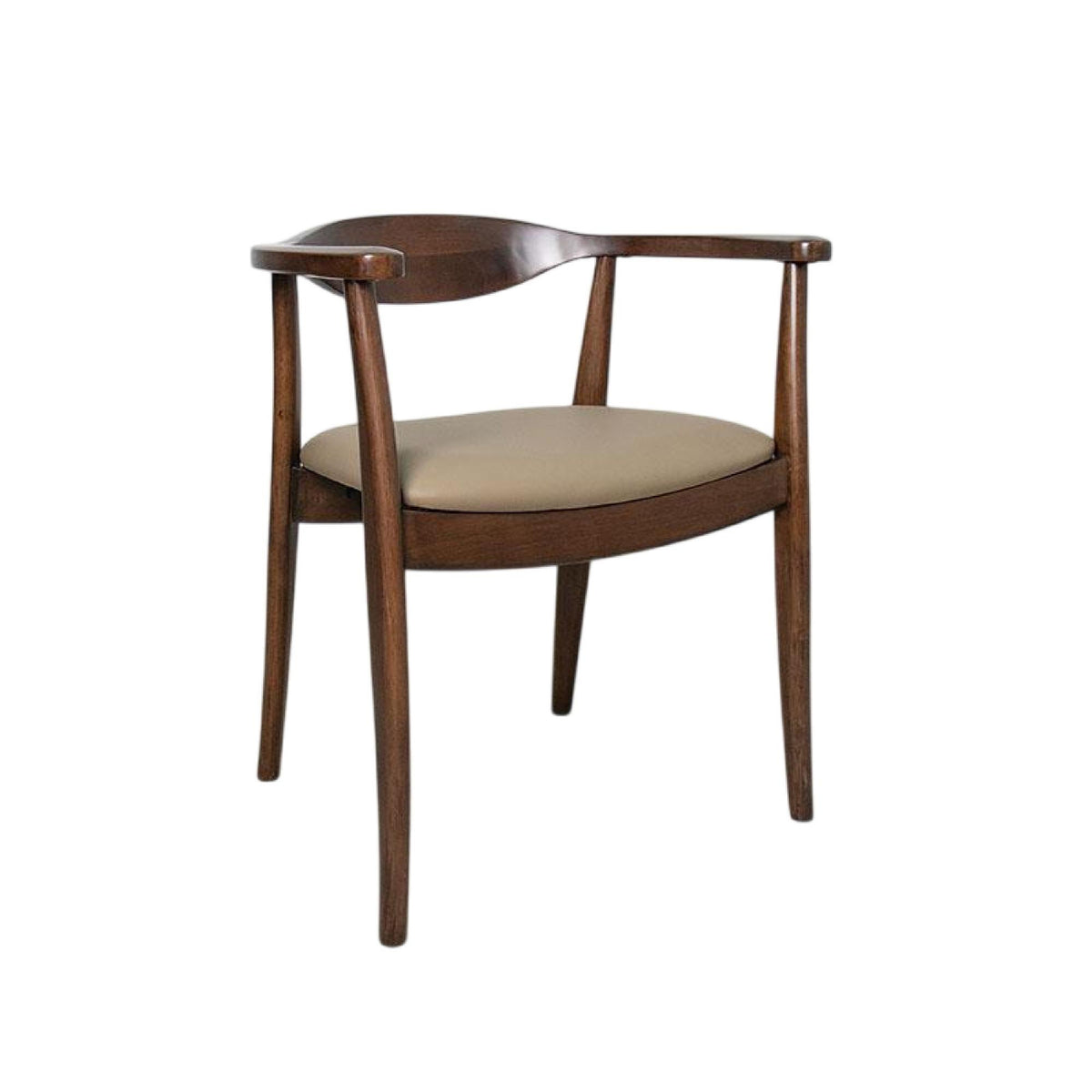 Rhea Dining Side Chair Set of 2, Modern Armchairs, Brown Rubberwood