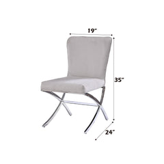 Chronos Light Gray Velvet & Chrome Finish Side Chair ( Set of 2)