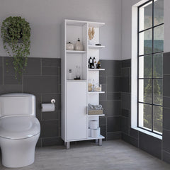Priam Linen 63-inch High Bathroom Cabinet Linen Storage Cabinet with Seven Open Shelves
