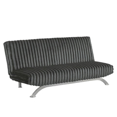 Avalon Finish Contemporary Style Futon Sofa Bed Convert Into Bed With Hidden Support Metal Leg chrome Finish Base Legs