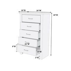 Natural Finish Striking Wooden 1pc Chest Of Drawers Storage Bedroom Furniture Rustic Gray Oak / Brown Finish