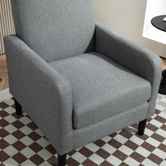 Faux Linen Upholstered Accent Chair, Modern Armchair with Solid Wood Frame, Single Sofa Chair for Living Room Bedroom