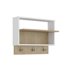 Museum Wall-Mounted Entryway and Coat Rack, Modern Floating Shelf with Hooks