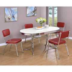 Iphigenia White and Red 5-piece Oval Dining Table Set