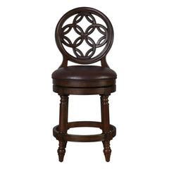 26" Wood Counter-Height Bar Stool with Back and Swivel Upholstered Seat, 1PC