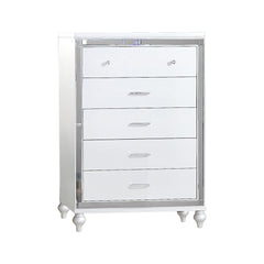 Utopia Mirror Framed 5-Drawer Chest Made With Wood in WHITE Color
