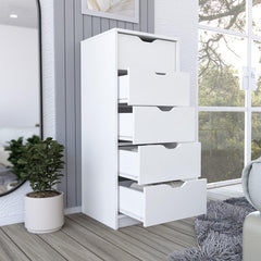 Dresser Kamran, Five Drawer Narrows, White Finish