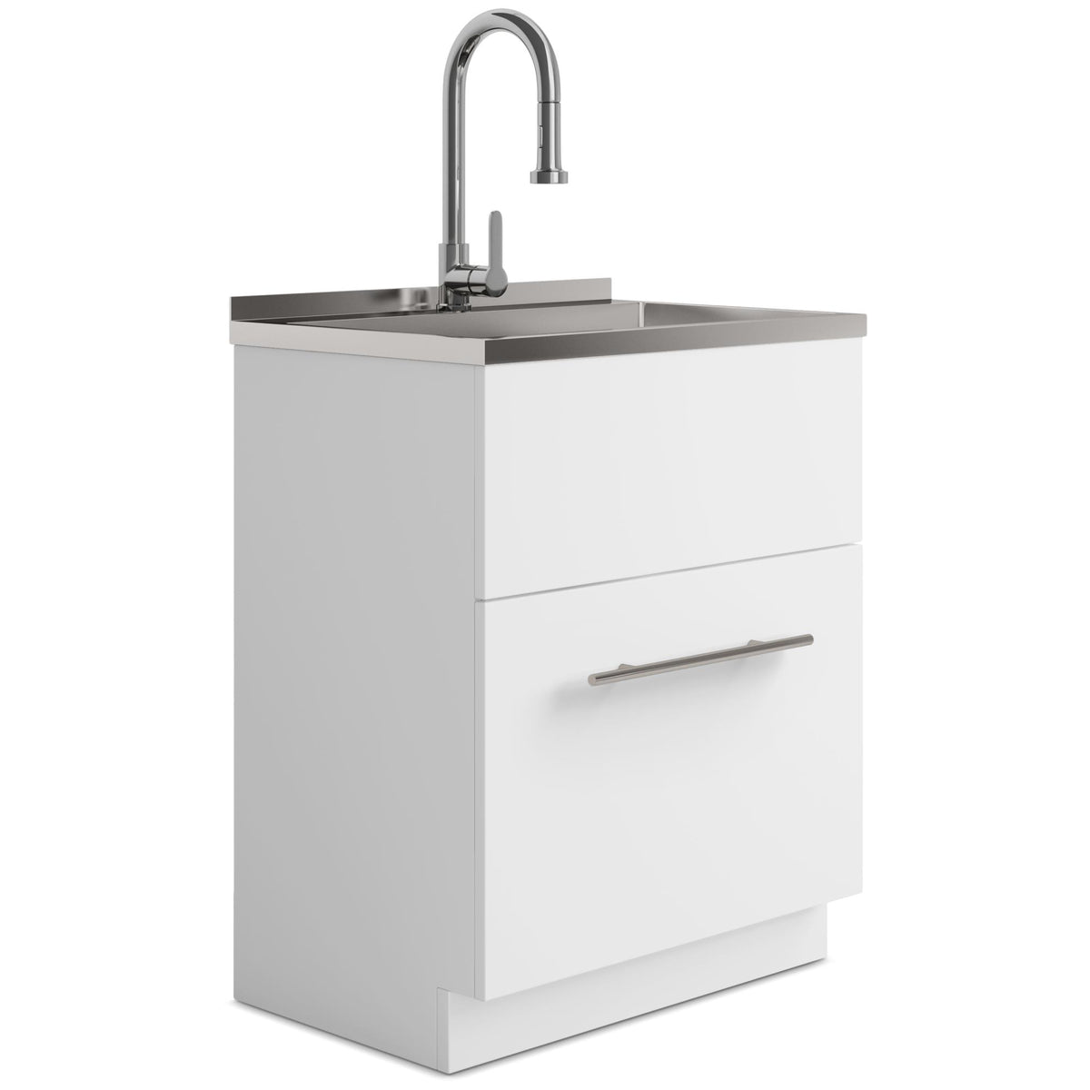 Diary - 28" Laundry Cabinet with Faucet and Stainless Steel Sink - White