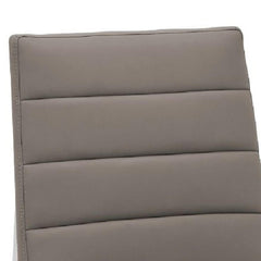 Star 23 Inch Faux Leather Channel Dining Chair, Chrome Legs, Set of 2, Gray