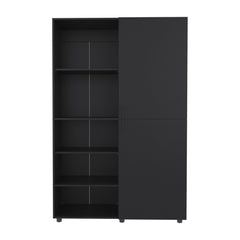Eco High One Door Freestanding Armoire With Hanging Rod And Interior Shelves, Compact Bedroom Wardrobe, Black