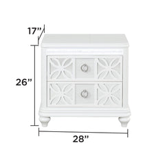 Hades Queen 4Pc Bedroom Set with Mirror Top Nightstand made with wood, Footboard Drawers in White
