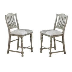 Classic Light Grey Plush Upholstered Cushion Chairs Set of 2pc High Dining Chair Open Slats Back Design