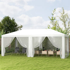 10' x 20' Party Tent, Outdoor Wedding Canopy & Gazebo with Removable Sidewalls, Shade Shelter for Events, BBQs, White