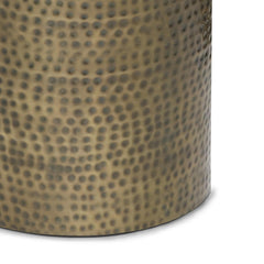 Waltz 16 inch Wide Metal Side Table in Hammered Antique Gold