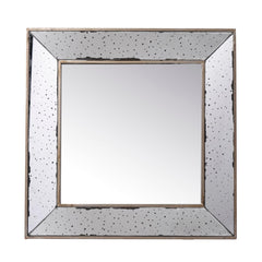 Apocalypse 18 Inch Square Wall Accent Mirror, Raised Tray Edges, Mirrored Frame