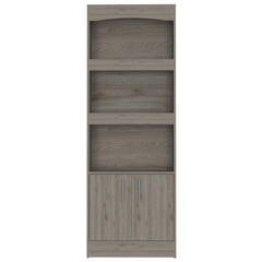 Rhea Bookcase, Metal Hardware, Three Shelves, Double Door Cabinet -Light Gray