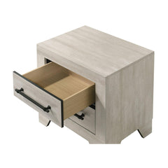 Light Gray Finish Contemporary Nightstand 1pc Metal Handles Central Glide English Dovetail Drawers Bedroom Furniture