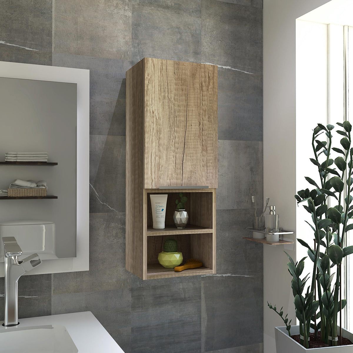 Clytemnestra Rectangle 2-Shelf Medicine Cabinet Light Oak