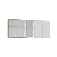 Uranus 59" Wide Two - Door Wall Cabinet with Four Shelves, Drying Rack Dish for Kitchen, Garage, Laundry Room White - Natural Oak