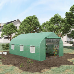 11.5' x 10' x 6.5' Outdoor Portable Walk-In Tunnel Greenhouse with Windows-Deep Green