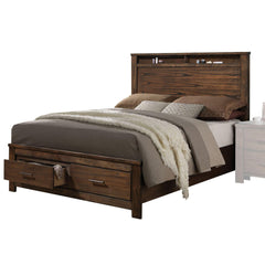 Neptune Oak Finish EK Bed W/Storage
