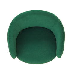 Mid-Century Modern Velvet Accent Chair, Upholstered Barrel Armchair with Metal Legs, Comfy Single Sofa Chair for Living Room Bedroom