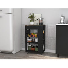 Wenge and Light Oak 5-Shelf 1-Drawer Kitchen Cart