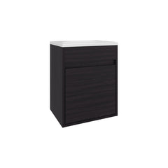 Apex Bathroom Vanity With Single Door And Open Shelf, Compact Freestanding Sink Base Cabinet, Black