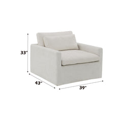 Exhibition Ivory Fabric Swivel Chair with 1 Toss Pillow