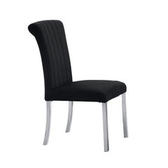 Aria Side Chair Channel Tufted Back Seat Contemporary Black And Silver Finish Dining Furniture