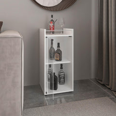 Crest Minibar Cabinet Two Doors, Open Shelf And Compact Design, Modern Bar Storage, White