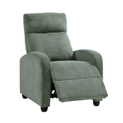 Modern Push Back Recliner Chair Green Soft Corduroy Upholstery Comfort Solid Wood Living Room Furniture 1pc