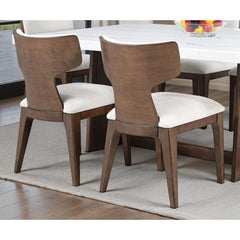 Brown Finish Contemporary Style 2pc Dining Chair Curved Wood Backrest Dining Furniture