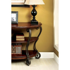 Traditional Style Brown Cherry 1pc Sofa Table Open Bottom Shelf Ornate Design Living Room Furniture