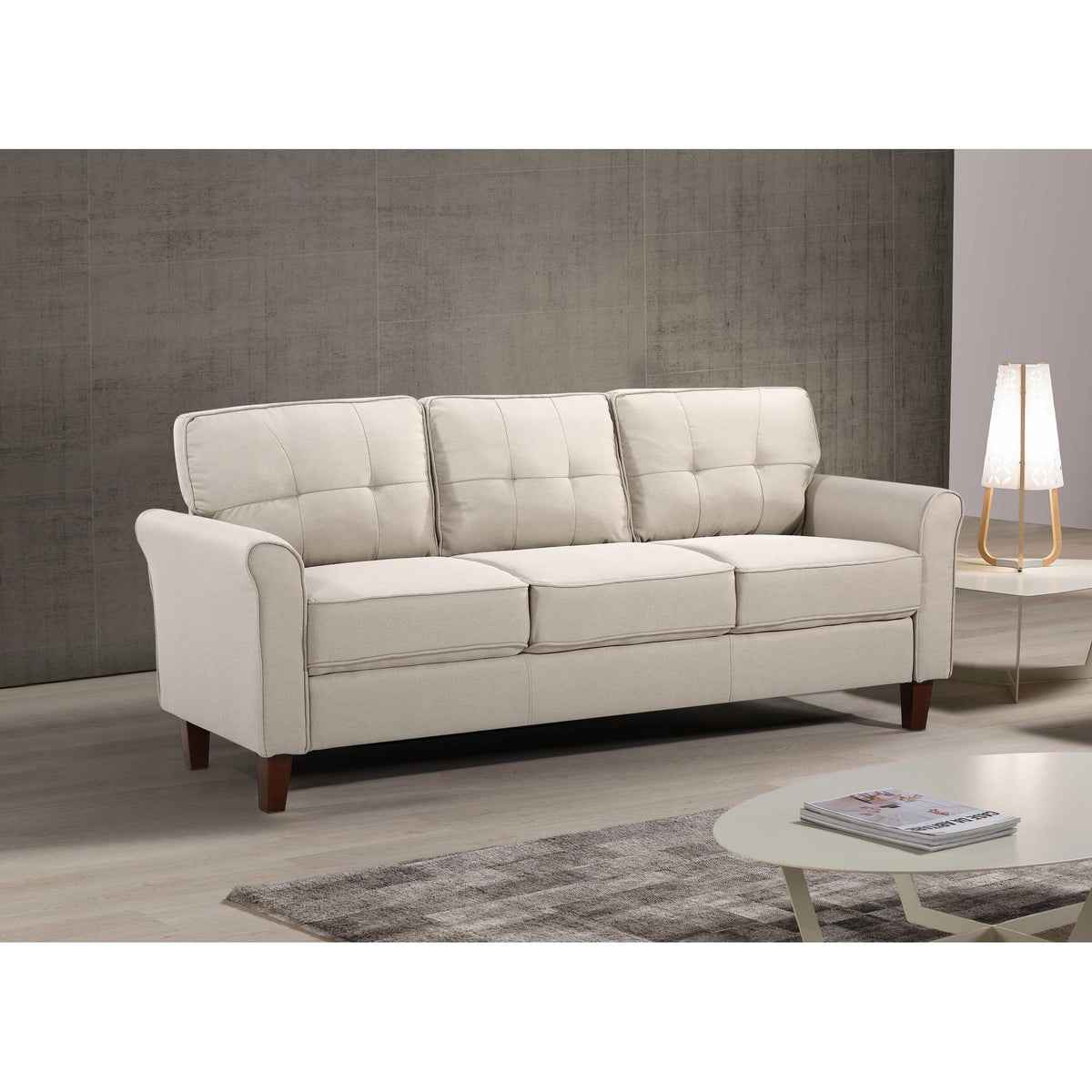 Mid-Century 3-Seater Sofa, Tufted Couch for Living Room, Apartment, Guest Room & Home Office