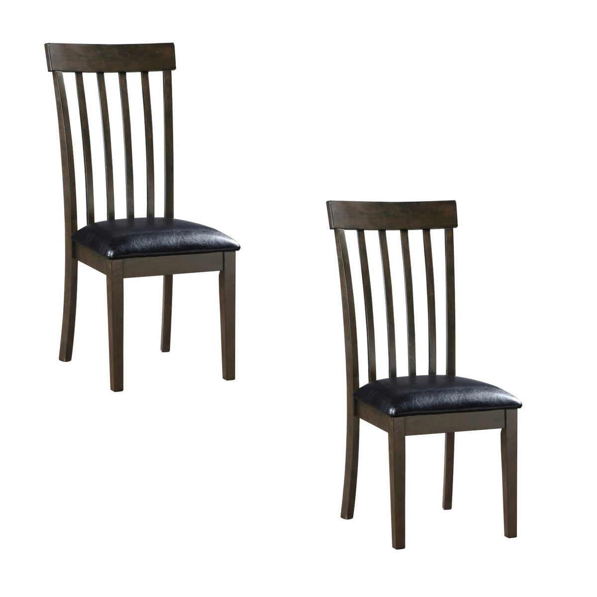 Chronicle 18 Inch Side Dining Chairs Set of 2, Slatted Back, Padded Seat, Farmhouse Brown
