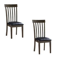 Chronicle 18 Inch Side Dining Chairs Set of 2, Slatted Back, Padded Seat, Farmhouse Brown