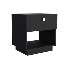 Artemis Drawer Nightstand 19"H with Open Storage Shelf, Black