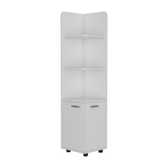 Nova Freestanding Linen Cabinet, 2-Doors, Open Shelves -White