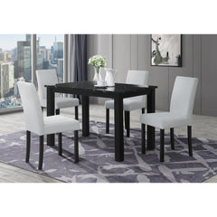 Odyssey Black Dining Table and (4) Silver Dining Chairs