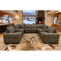 Large Arm Leather Match Upholstery Modular Sectional