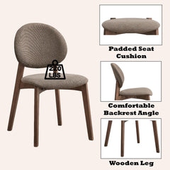 Hades Light Brown Linen & Walnut Finish Side Chair (Set of 2)