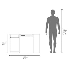 Aeneas Corner Desk, Space-Saving L-Shaped Design With Two Side Shelves, White