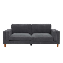 Corduroy Upholstered Square Arm Sofa with Wooden Legs