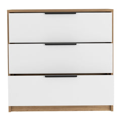 Dresser 27"H, 3 Drawers Dresser, Superior Top, White / Light Oak