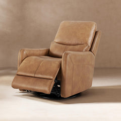 Chronicle 30" Swivel Power Recliner Arm Chair Saddle Brown Faux Leather