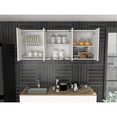 Sanctuary 59-inch Two Center Glass Doors Wall Cabinet White
