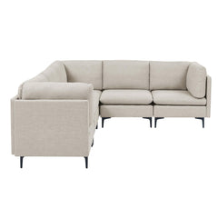 Linen Upholstered Modular Sectional with Metal Legs