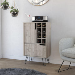 Record L Bar Cabinet, Eight Built-in Wine Rack, Single Door -Light Gray