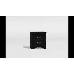 1pc Nightstand Black Louis Philippe Solid wood English Dovetail Construction Antique Nickle Hanging Pulls